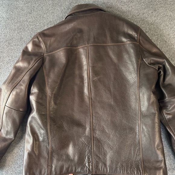 Marc New York By Andrew Mark Brown Pebble Leather Bomber Jacket Size Xl - Picture 7 of 7